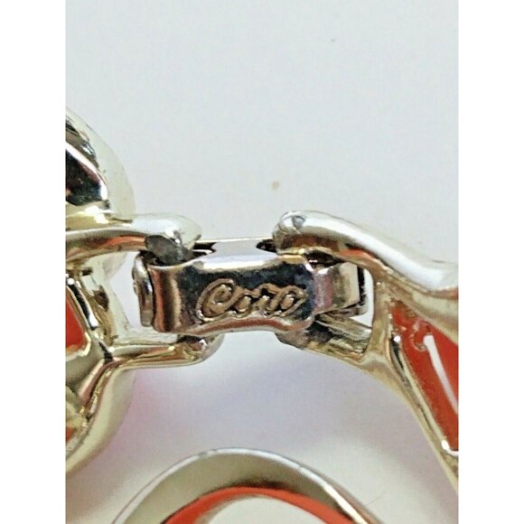 VINTAGE SIGNED CORO ORANGE LUCITE HEART SHAPED BRACELET - THERMOSET 1950'S 7" - Picture 2 of 7